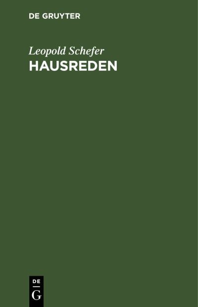 Cover for Leopold Schefer · Hausreden (Book) (1901)