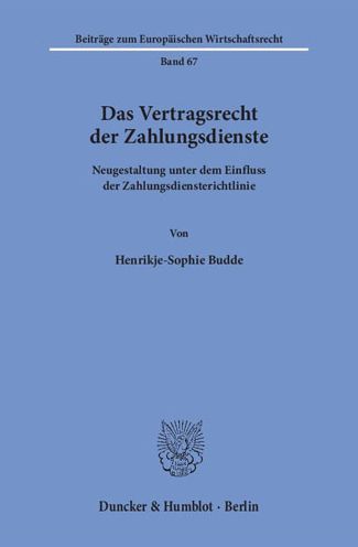 Cover for Budde · Das Vertragsrecht der Zahlungsdie (Bog) (2017)