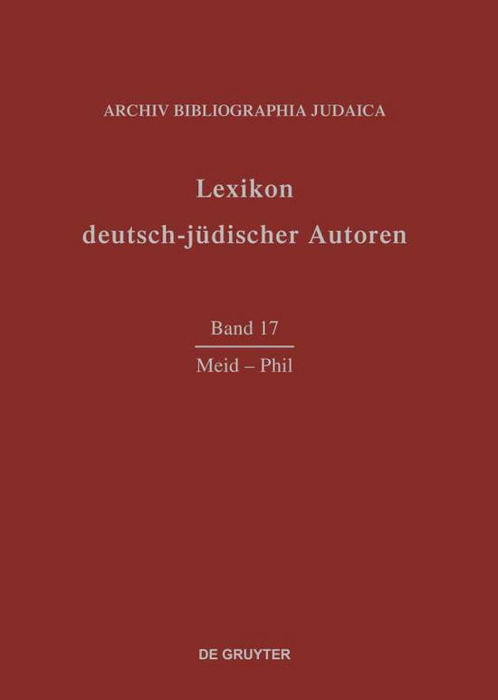 Cover for Archiv Bibliographia Judaica E.v. · Meid - Phil (Book) [German, 1 edition] (2009)