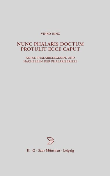 Cover for Hinz · Nunc Phalaris doctum protulit ecce (Book) [German edition] (2001)