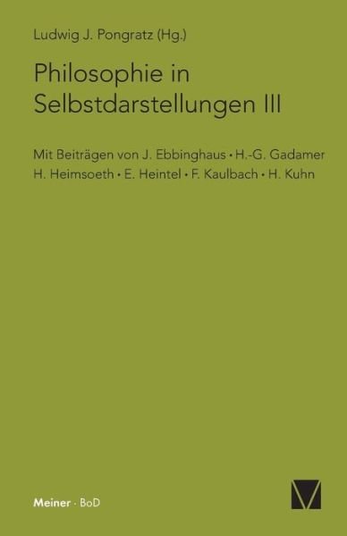 Cover for Ludwig J Pongratz · Philosophie in Selbstdarstellungen III (Taschenbuch) (1977)