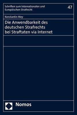Cover for Mey · Die Anwendbarkeit des deutschen Str (Buch) (2020)