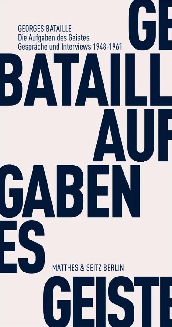 Cover for Bataille · Die Aufgaben des Geistes (Bok)