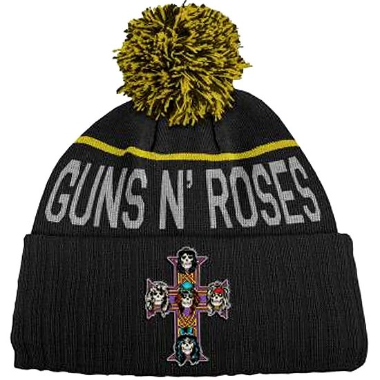 Cover for Guns N Roses · Guns N' Roses Unisex Bobble Beanie Hat: Cross (MERCH) [Black,Yellow - Unisex edition]