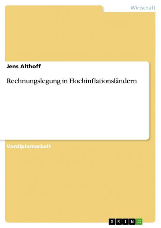 Cover for Jens Althoff · Rechnungslegung in Hochinflationslandern (Paperback Book) [German edition] (2007)