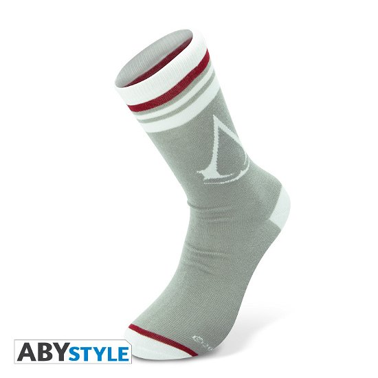 ASSASSINS CREED - Socks - Grey - White - Crest - Socken - Merchandise - ABYstyle - 3665361038979 - February 7, 2019
