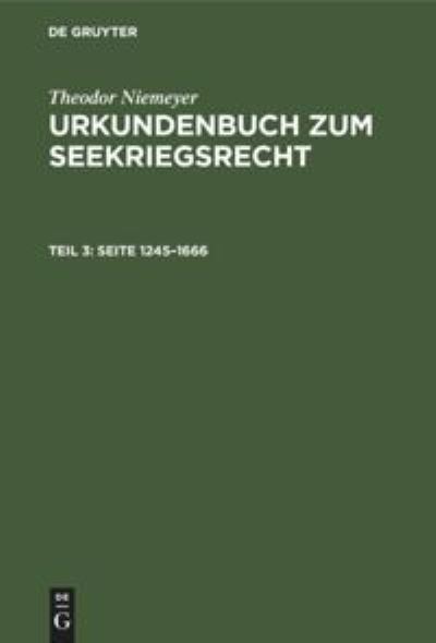 Cover for Theodor Niemeyer · Seite 1245-1666 (N/A) (1913)