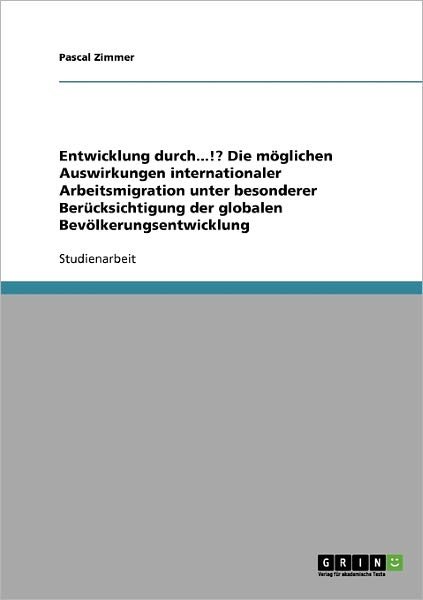 Cover for Zimmer · Entwicklung durch...!? Die mögli (Bog) [German edition] (2013)