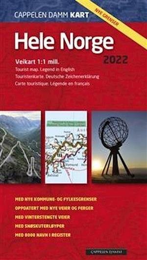 Cover for Cappelen Damm · CK: Hele Norge 2022 : veikart = tourist map = Touristenkarte = carte touristique (Hardcover Book) (2022)