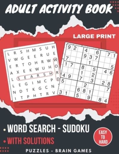 Cover for Otabt Puzzle · Adult Activity Book: Sudoku Easy To Hard, Word Search With Solutions, Brain Games, Puzzles Activity Book, Gift (Pocketbok) [Large type / large print edition] (2020)
