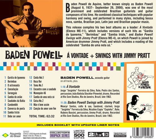 Cover for Baden Powell · A Vontade + Swings With Jimmy Pratt (CD) (2020)