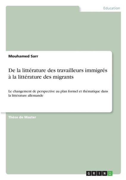 Cover for Sarr · De la littérature des travailleurs (Book)