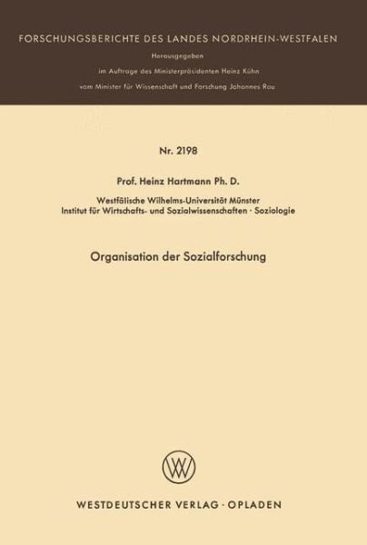 Cover for Heinz Hartmann · Organisation Der Sozialforschung (Paperback Book) [1971 edition] (1971)
