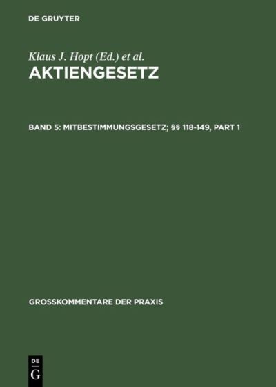 Mitbestimmungsgesetz; §§ 118-149 - Hartmut Oetker - Böcker - de Gruyter GmbH, Walter - 9783899495980 - 18 februari 2009