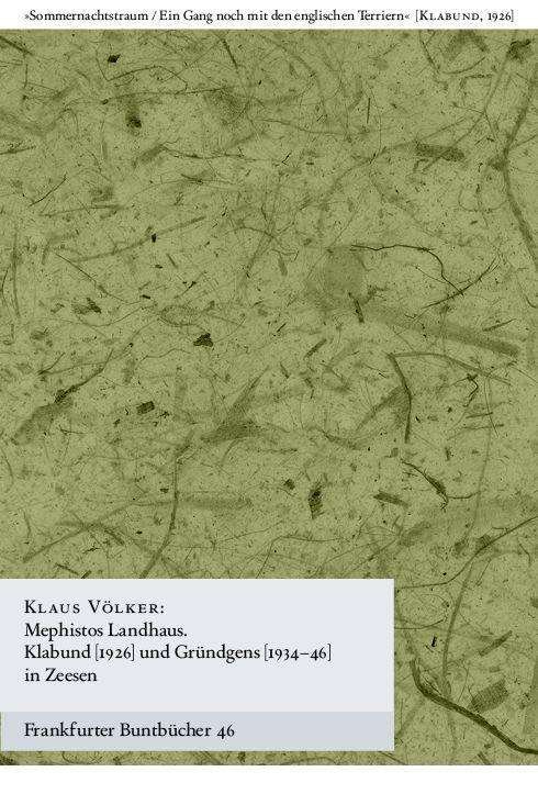 Cover for Völker · Mephistos Landhaus. Klabund (192 (Buch)