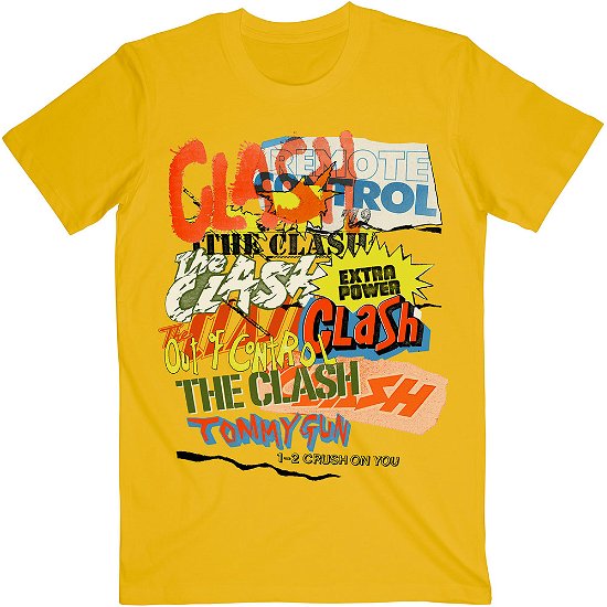 Cover for Clash - The · The Clash Unisex T-Shirt: Singles Collage Text (T-shirt) [size XXL] [Yellow - Unisex edition]