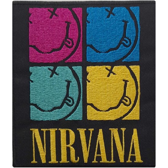 Nirvana Standard Woven Patch: Happy Face Squares - Nirvana - Merchandise -  - 5056561040981 - 