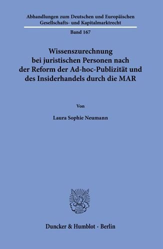 Cover for Neumann · Wissenszurechnung bei juristisc (Book) (2020)