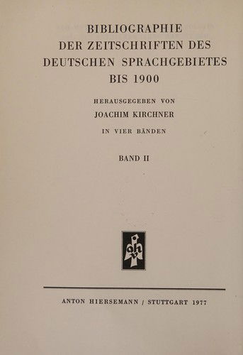 Cover for Kirchner · Bibliographie der Zeitschrifte (Book)