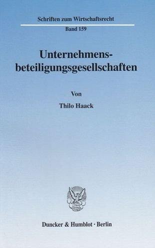 Cover for Haack · Unternehmensbeteiligungsgesellsch (Book) (2003)