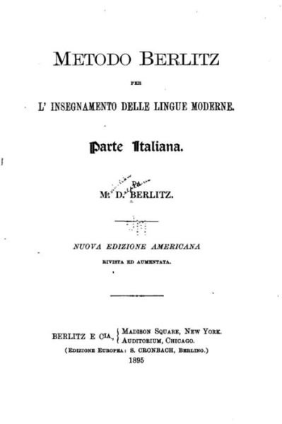 Cover for M D Berlitz · Metodo Berlitz per l'insegnamento delle lingue moderne, Parte italiana (Taschenbuch) (2016)