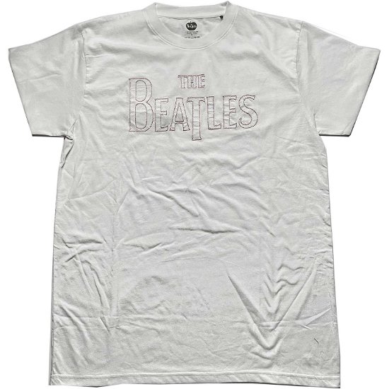 The Beatles Unisex T-Shirt: Drop T Embroidered (Embellished) - The Beatles - Koopwaar -  - 5056561052984 - 