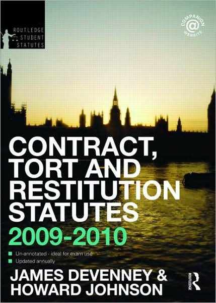 Cover for Howard Johnson · Contract, Tort and Restitution Statutes 2009-2010 (Routledge Student Statutes) (Paperback Book) (2009)