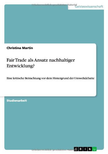 Cover for Martin · Fair Trade als Ansatz nachhaltig (Bog) [German edition] (2011)