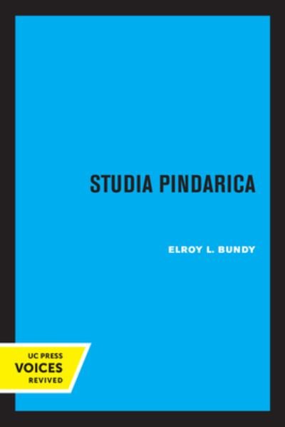 Cover for Elroy Bundy · Studia Pindarica (Taschenbuch) (2022)