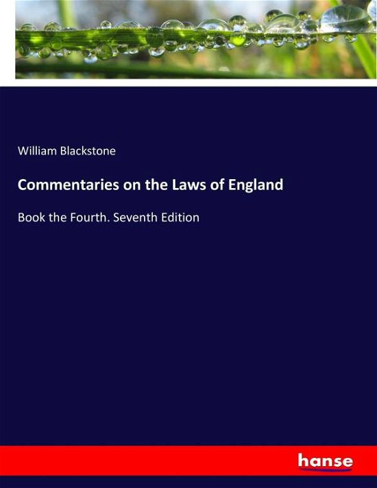 Cover for Blackstone · Commentaries on the Laws of (Bog) (2017)