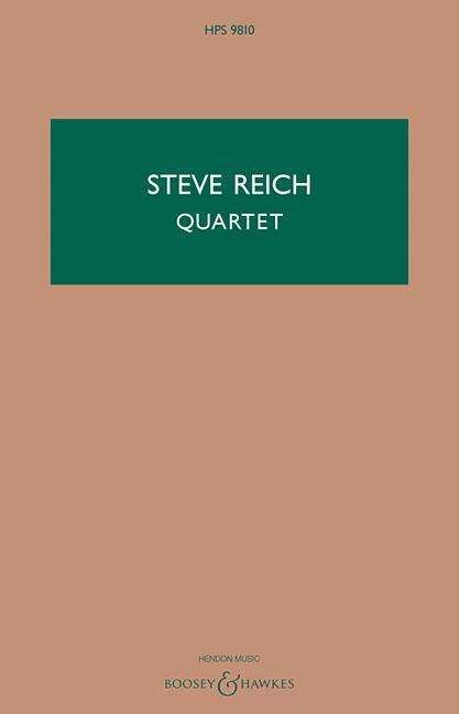 Cover for Steve Reich · Quartet for 2 vibraphones and 2 pianos (Buch) (2017)