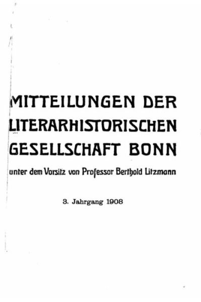 Cover for Berthold Litzmann · Mitteilungen der Literarhistorischen Gesellschaft Bonn (Pocketbok) (2015)