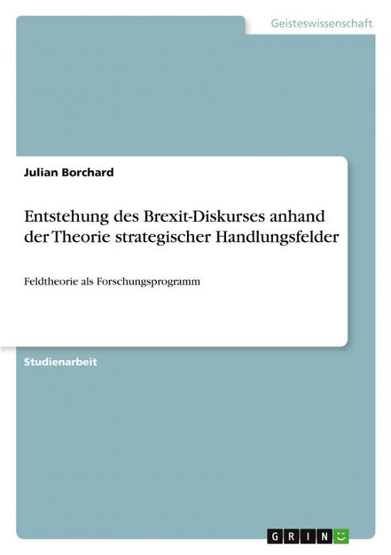 Cover for Borchard · Entstehung des Brexit-Diskurse (Book)
