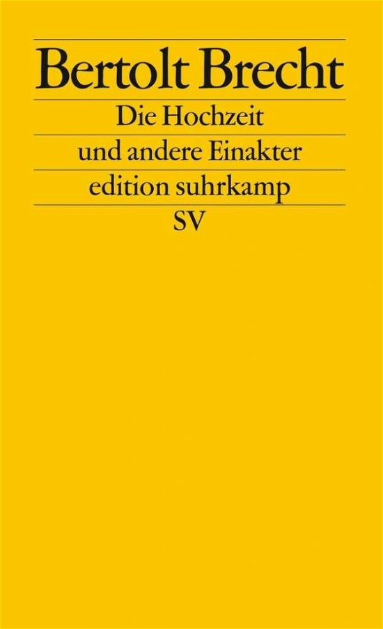 Cover for Bertolt Brecht · Edit.Suhrk.2198 Brecht.Hochzeit (Book)