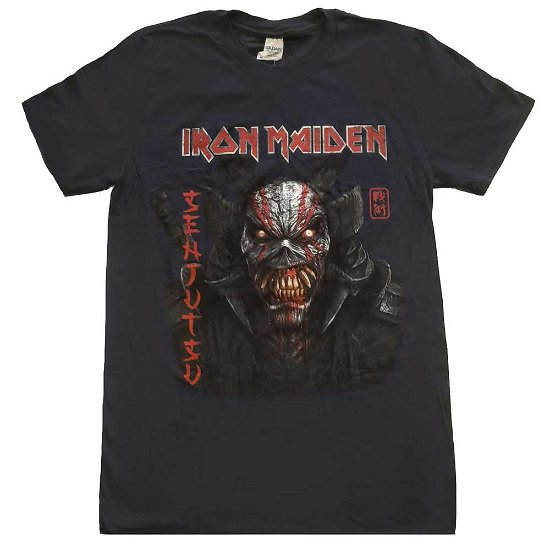 Iron Maiden Unisex T-Shirt: Senjutsu Back Cover Vertical Logo - Iron Maiden - Mercancía -  - 5056368689987 - 