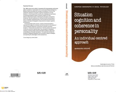 Cover for Barbara Krahe · Situation Cognition and Coherence in Personality: An Individual-Centred Approach - European Monographs in Social Psychology (Paperback Book) (2010)