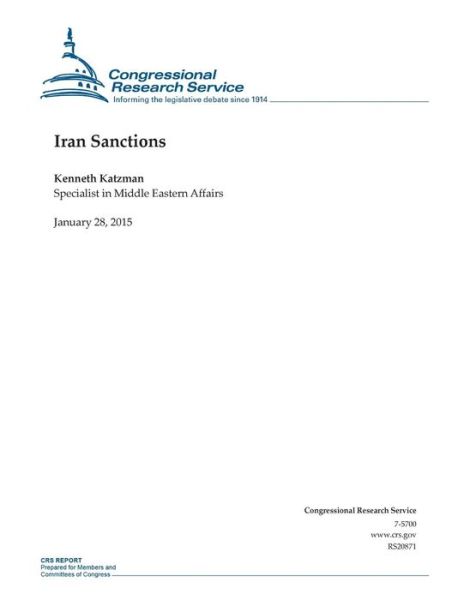 Cover for Congressional Research Service · Iran Sanctions (Pocketbok) (2015)