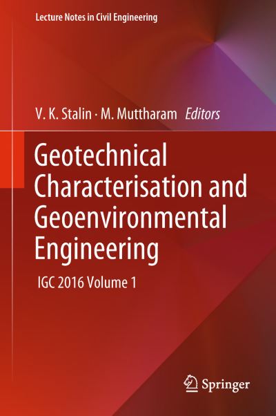 Cover for Geotechnical Characterisation and Geoenvironmental Engineering: IGC 2016 Volume 1 - Lecture Notes in Civil Engineering (Hardcover Book) [1st ed. 2019 edition] (2018)