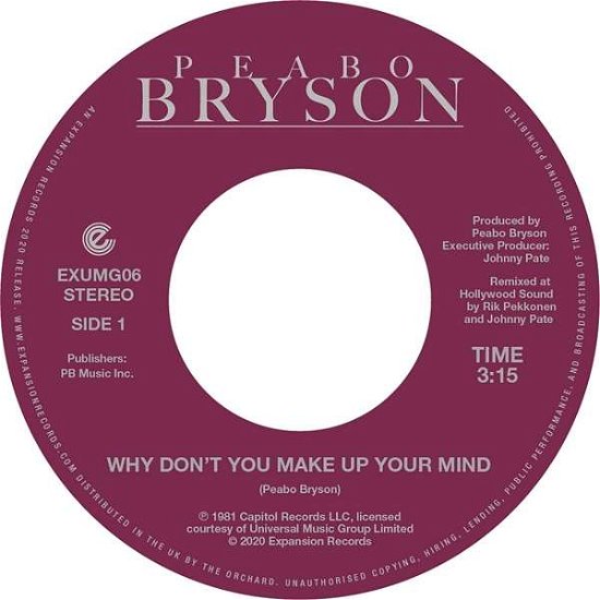 Why Don't You Make Up Your Mind / Paradise - Beabo Bryson - Musik - EXPANSION - 5019421104988 - 20. marts 2020