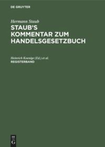 Cover for Hermann Staub · Kommentar zum Handelsgesetzbuch Registerband (Bok) (1927)