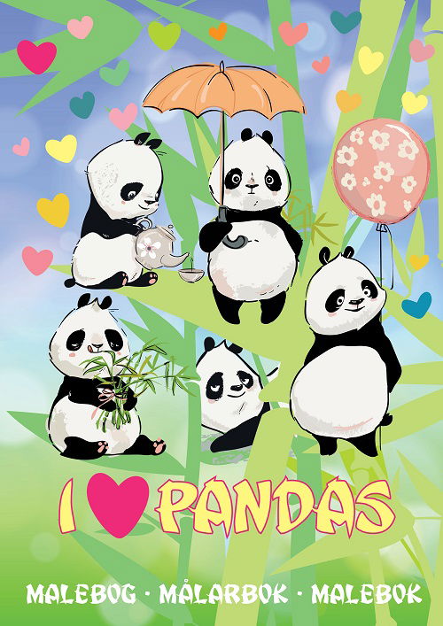 Cover for Malebog: Malebog I Love Pandas (Hæftet bog) (2019)