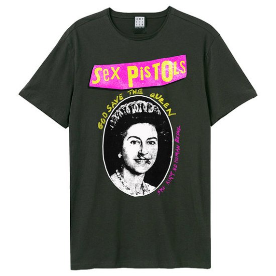 Sex Pistols Queen Amplified Medium Vintage Charcoal T Shirt - Sex Pistols - Merchandise - AMPLIFIED - 5054488815989 - 
