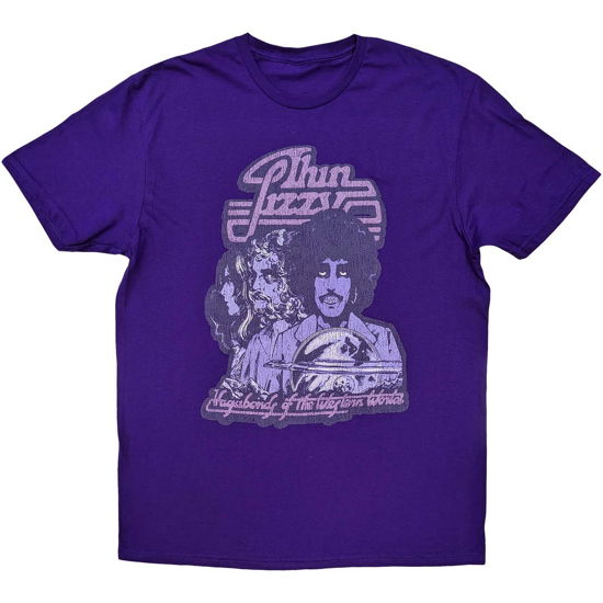 Cover for Thin Lizzy · Thin Lizzy Unisex T-Shirt: Vagabonds of the Western World Mono Distressed (Purple) (T-shirt) [size S] (2023)