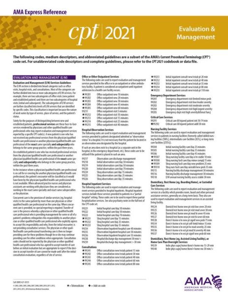 Cover for American Medical Association · CPT 2021 Express Reference Coding Card: Evaluation and Management (Map) (2020)