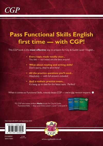 Functional Skills English: City & Guilds Level 1 - Study & Test Practice - CGP Functional Skills - CGP Books - Books - Coordination Group Publications Ltd (CGP - 9781789083989 - August 29, 2019