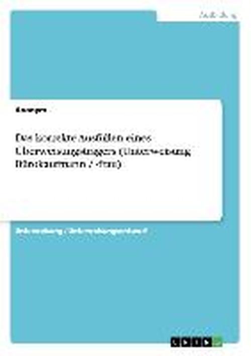 Cover for Anonym · Das korrekte Ausfüllen eines Überweisun (Book) [German edition] (2013)