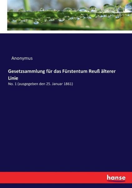 Cover for Anonymus · Gesetzsammlung für das Fürsten (Bog) (2020)