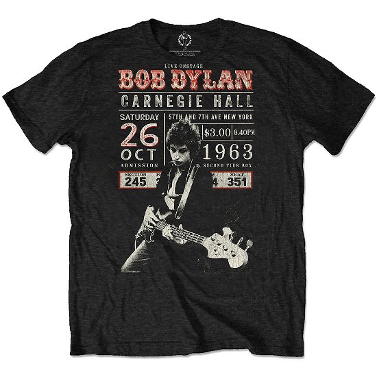 Cover for Bob Dylan · Bob Dylan Unisex T-Shirt: Carnegie Hall '63 (Eco-Friendly) (T-shirt) [size S] [Black - Unisex edition]