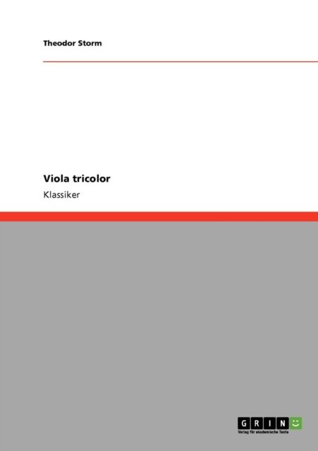 Viola Tricolor - Theodor Storm - Books - GRIN Verlag - 9783640227990 - December 12, 2008