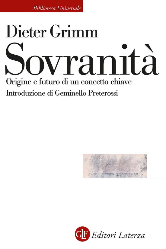 Cover for Dieter Grimm · Sovranita. Origine E Futuro Di Un Concetto Chiave (Book)